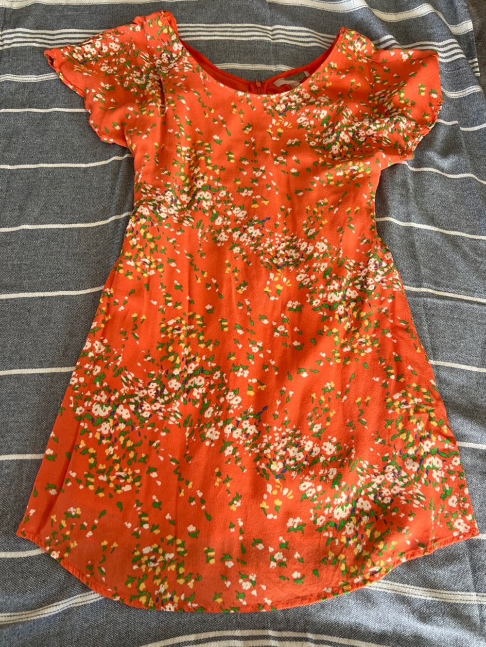 Fun Orange Floral Short-Sleeve Dress